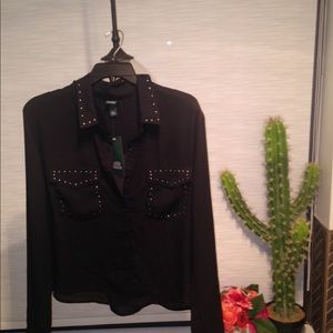 NWT Studded Black western button up